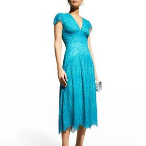 Tadashi Shoji Teal Dress in Allover Lace - Size 12